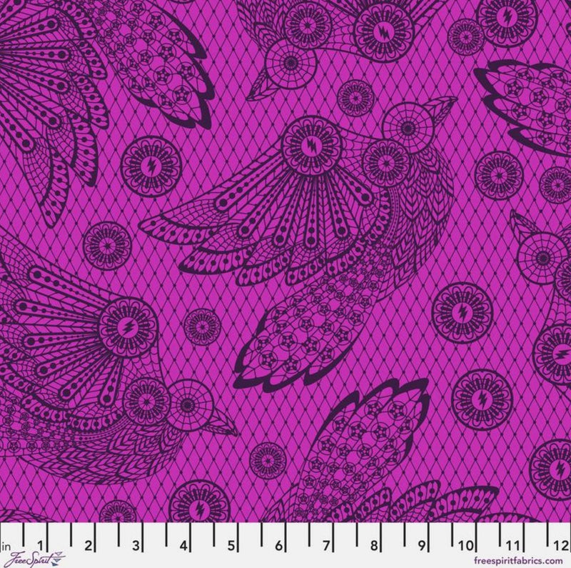 Raven Lace Oleander - Sold by the Half Yard - Nightshade Deja Vu by Tula Pink - 100% Cotton - Free Spirit Fabrics - PWTP207.OLEANDER